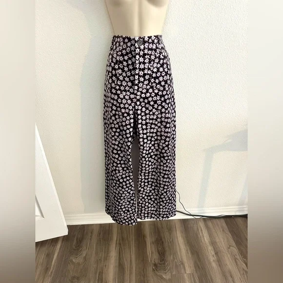 Anthropologie Maeve Sz 28 Tall Colette Cropped Wide Leg Velvet Pants Star Print